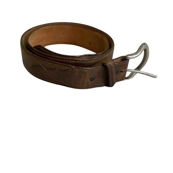 Justin Western Leather Belt Sz 34 Brown - Picture 2 of 9